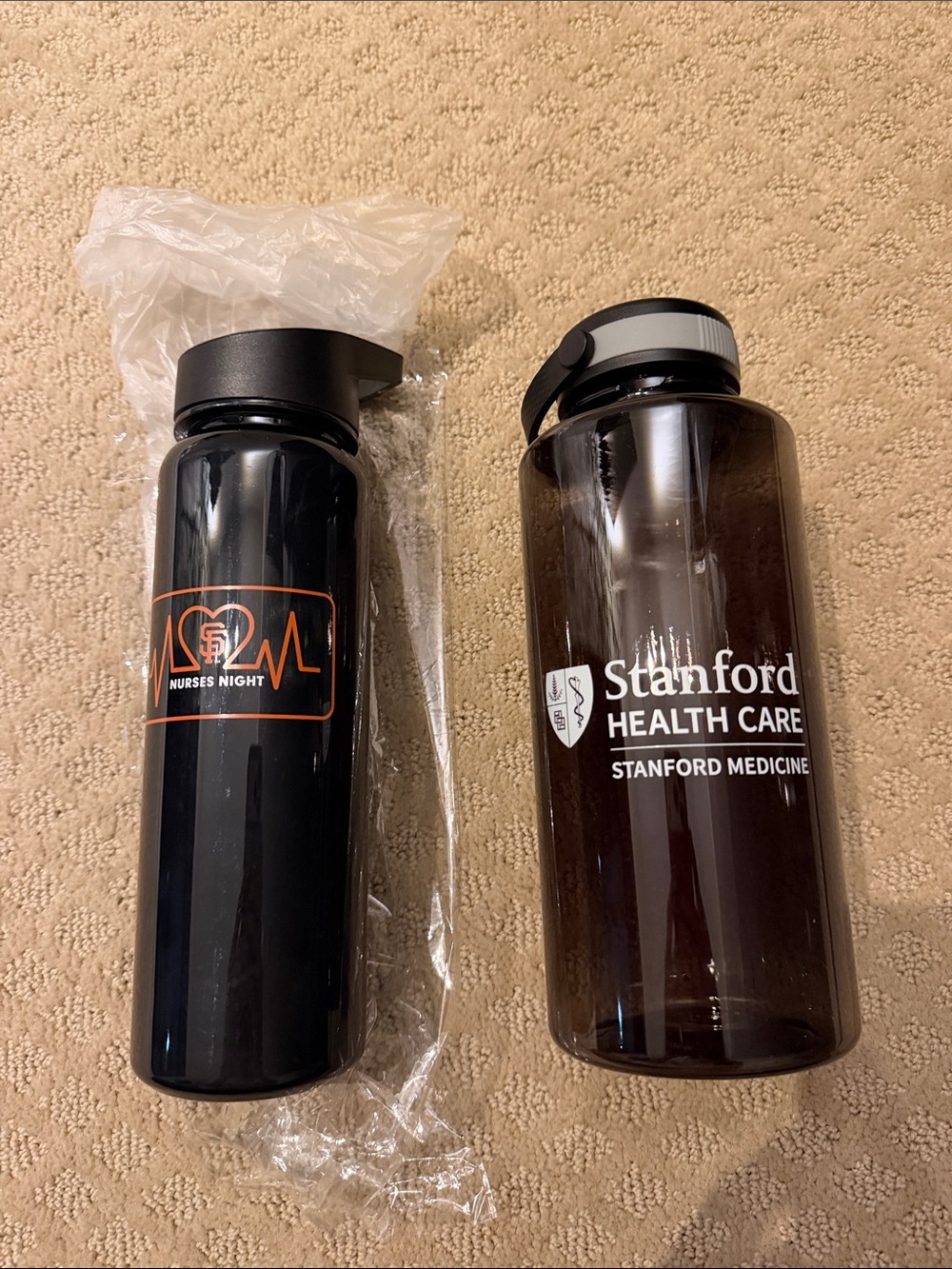 Stanford Health Care Water Bottle & Black SF Giants Nurses Night Bottle